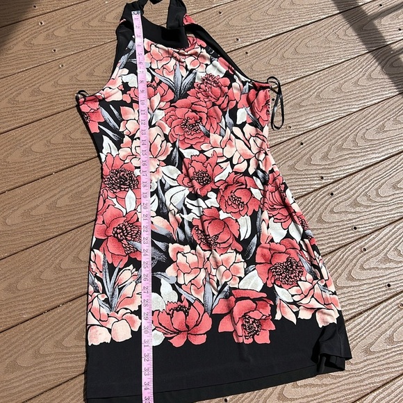 White House Black Market high neck sleeveless bold floral stretch dress SZ S - Picture 8 of 11